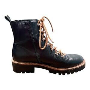 A New Day Hiker Boots Chunky Combat Faux Fur Lined Lace Up‎ Ankle Black Size 10
